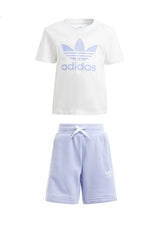 Completo bambina Adidas bianco/lilla in cotone | ViaMonte Shop