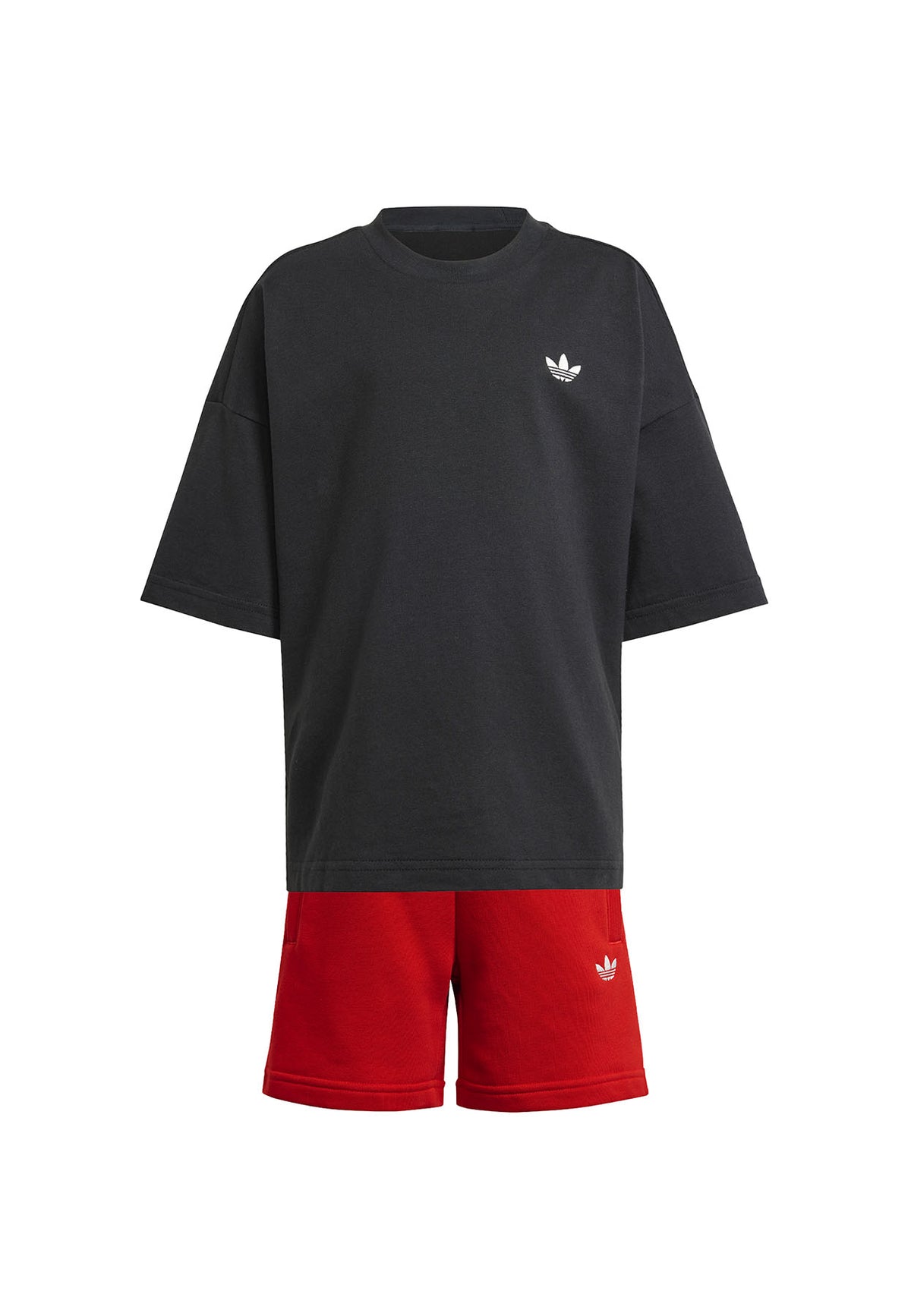 Completo bambina Adidas nero/rosso in cotone | ViaMonte Shop