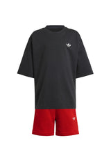 Completo bambina Adidas nero/rosso in cotone | ViaMonte Shop