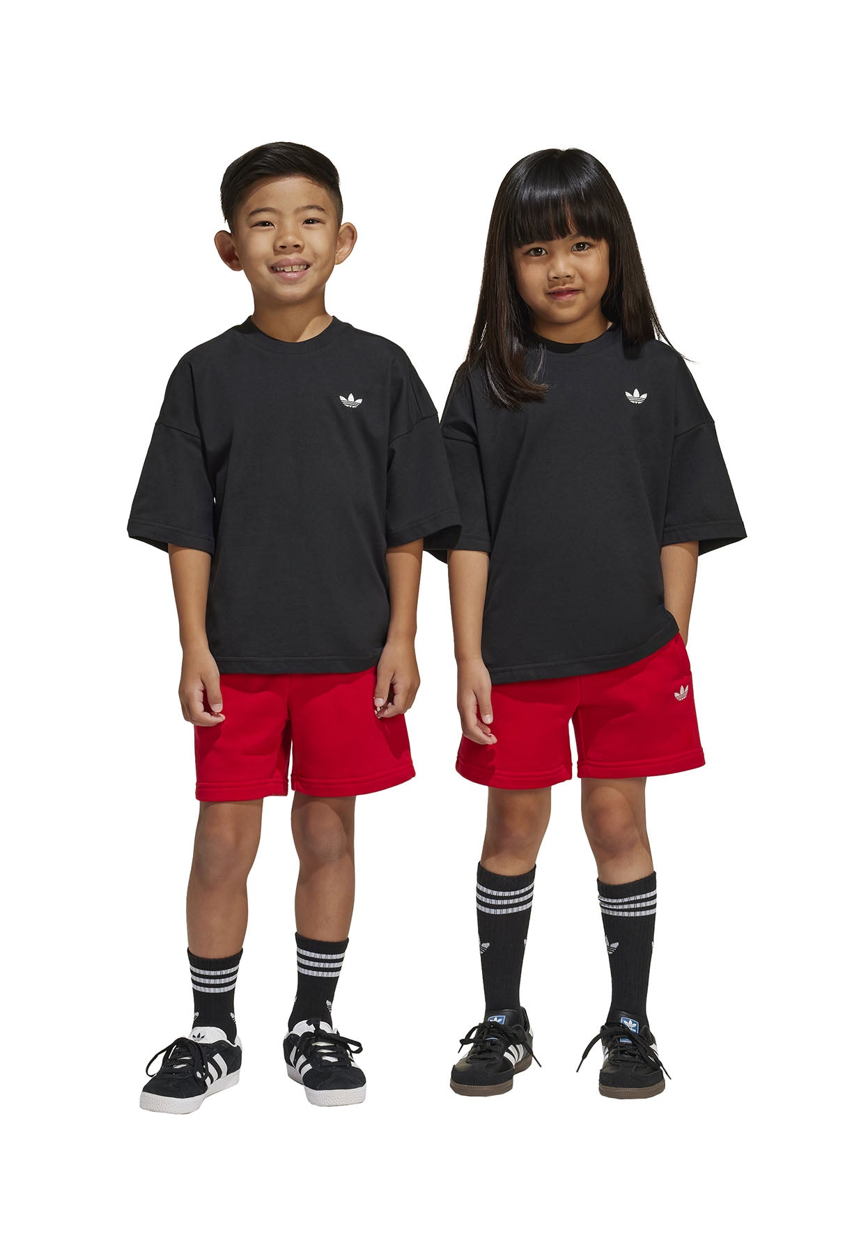 Completo bambina Adidas nero/rosso in cotone | ViaMonte Shop
