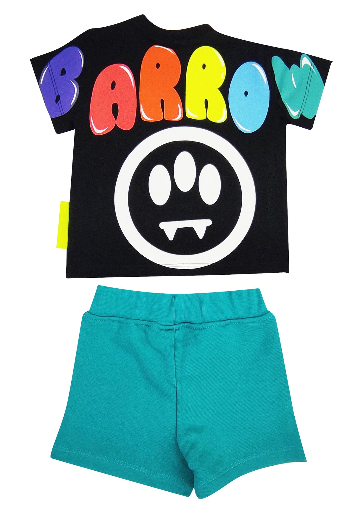 Completo neonato Barrow set t-shirt nera e shorts verde smeraldo in felpa di cotone | ViaMonte Shop