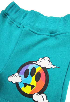 Completo neonato Barrow set t-shirt nera e shorts verde smeraldo in felpa di cotone | ViaMonte Shop
