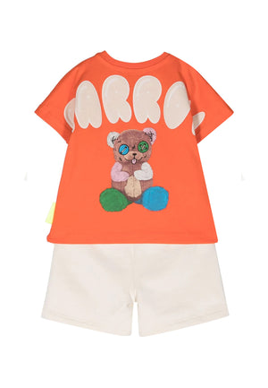 Completo neonato Barrow arancio/bianco in cotone | ViaMonte Shop