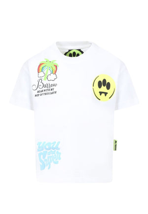 T-shirt bambino Barrow bianca in jersey di cotone | ViaMonte Shop
