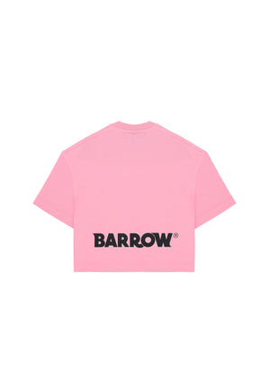 T-shirt basic bambina Barrow kids rosa in jersey di cotone