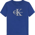 T-shirt bambino Calvin Klein Jeans bluette in cotone