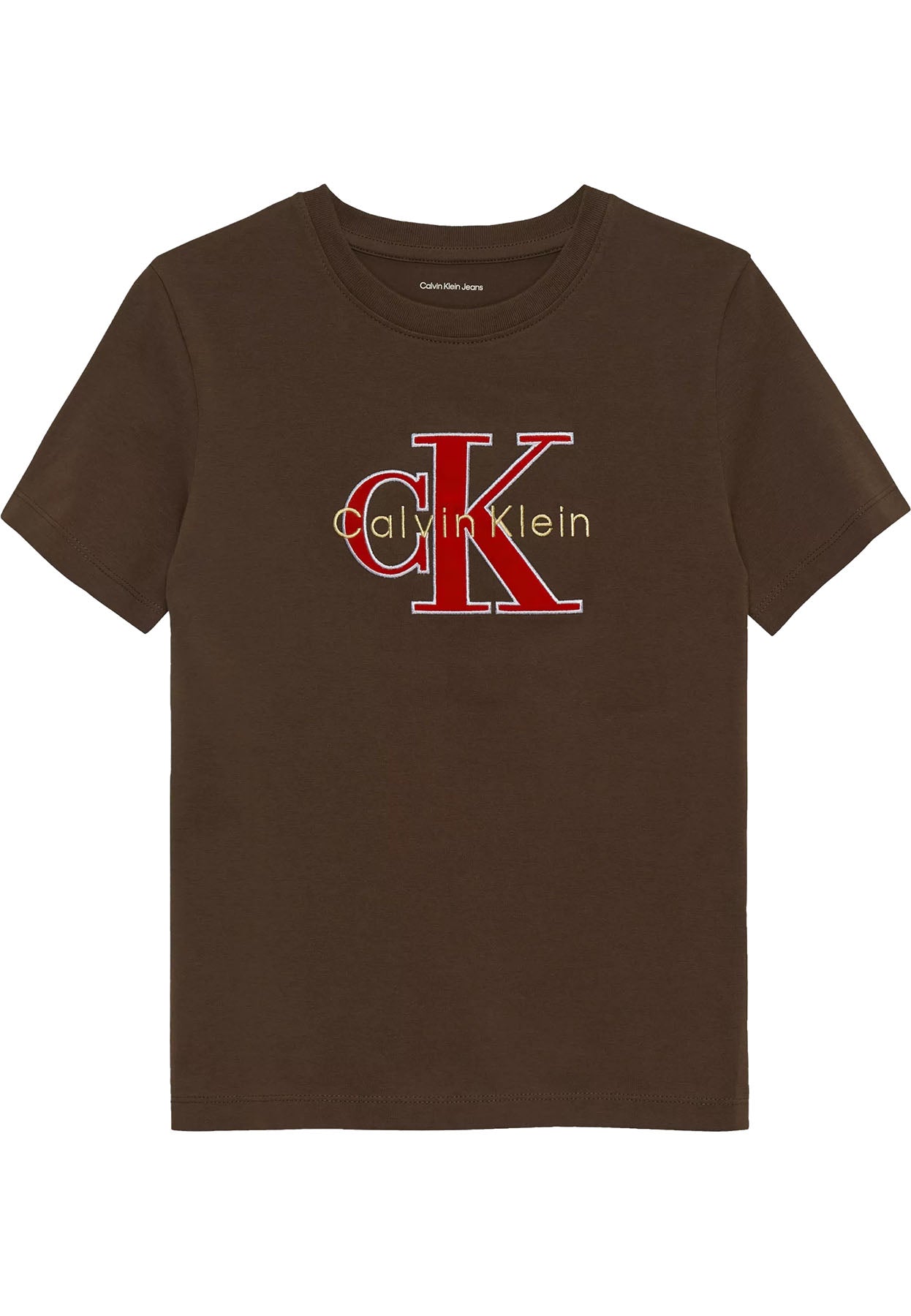 T-shirt bambino Calvin Klein Jeans marrone in cotone
