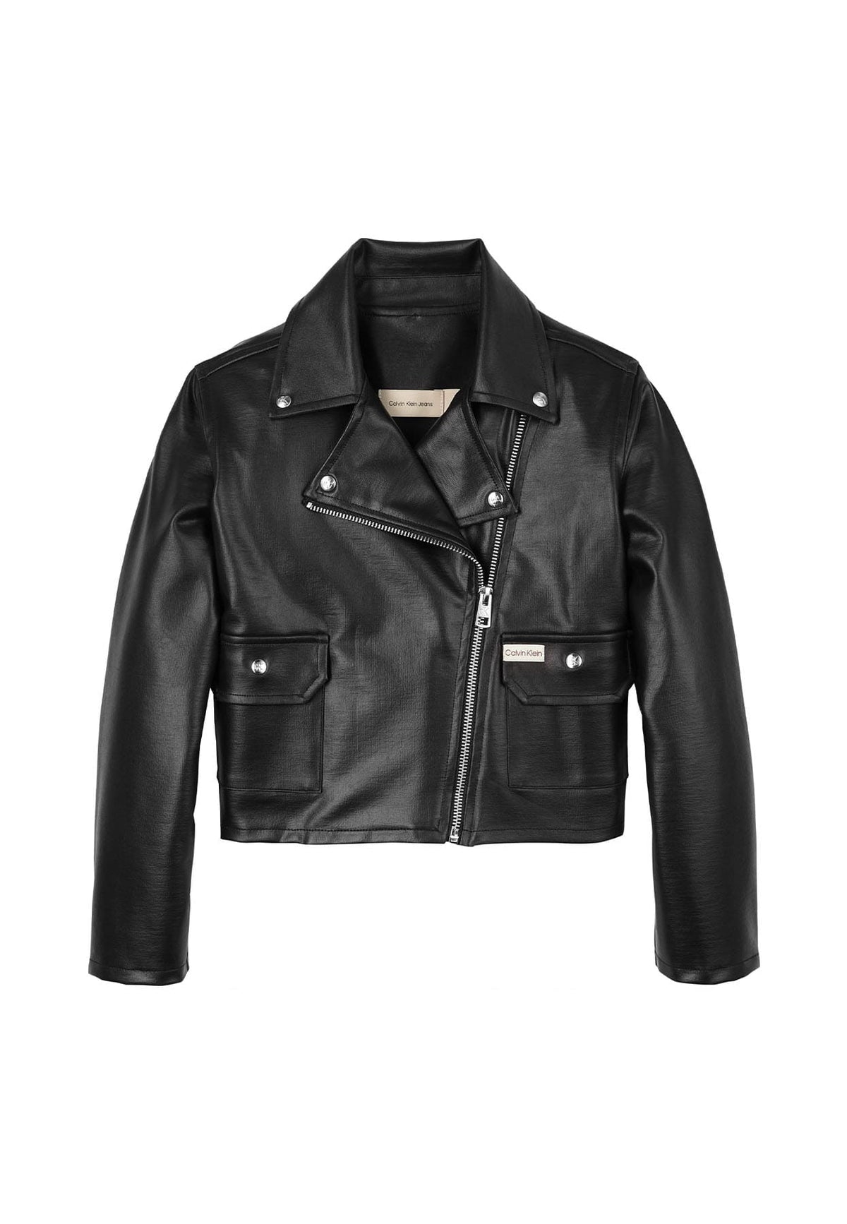 Giubbino bambina Calvin Klein Jeans nero in ecopelle | ViaMonte Shop