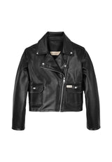 Giubbino bambina Calvin Klein Jeans nero in ecopelle | ViaMonte Shop