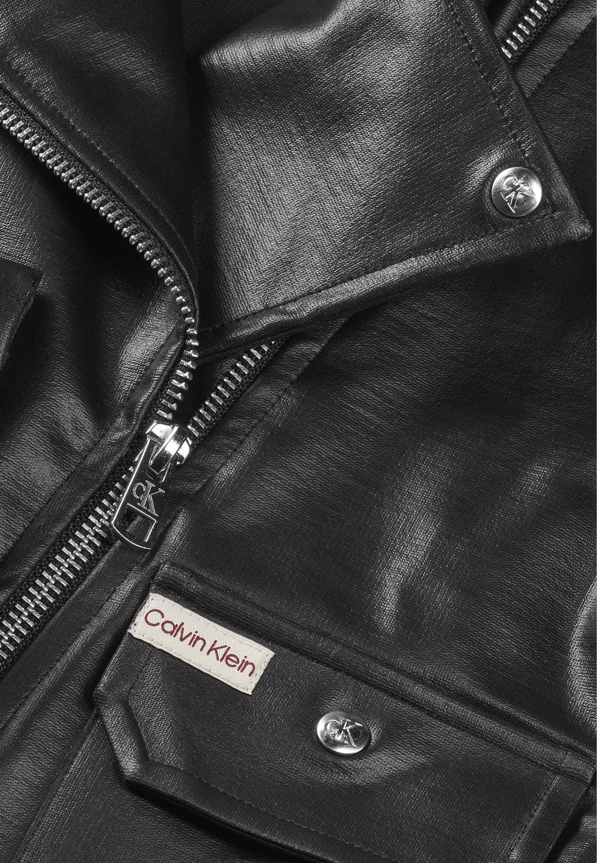 Giubbino bambina Calvin Klein Jeans nero in ecopelle | ViaMonte Shop