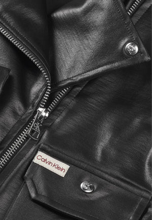 Giubbino bambina Calvin Klein Jeans nero in ecopelle | ViaMonte Shop