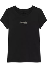 T-shirt bambina Calvin Klein Jeans nera in cotone