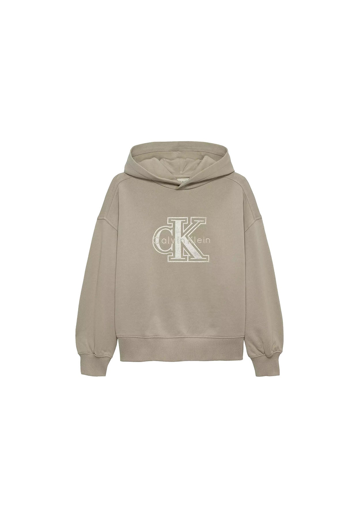 Felpa bambina Calvin Klein Jeans beige in cotone