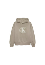 Felpa bambina Calvin Klein Jeans beige in cotone