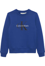 Felpa bambino Calvin Klein Jeans bluette in cotone