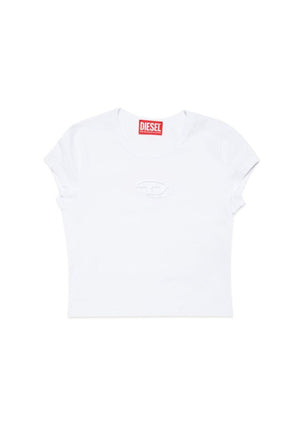 T-shirt bambina Diesel bianca in cotone | ViaMonte Shop