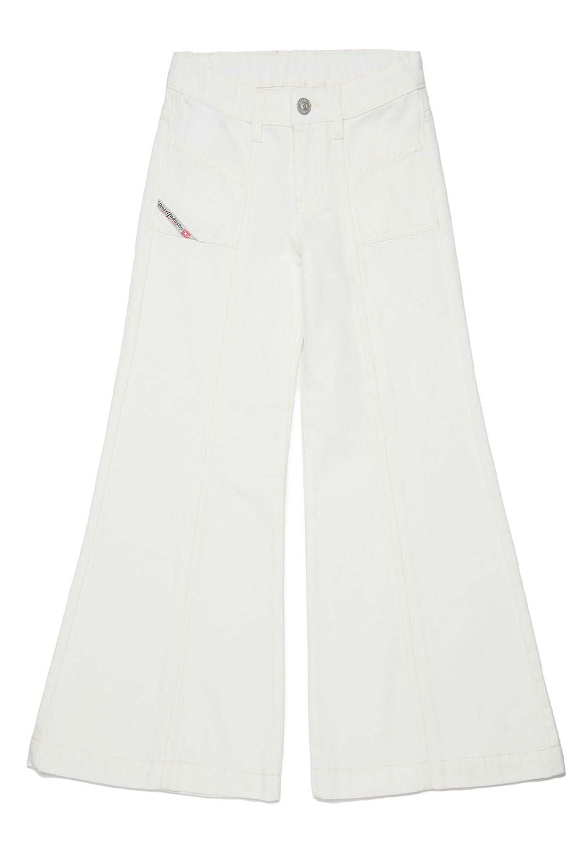 Jeans flare D-Pam bambina Diesel Kid bianco in denim di cotone | ViaMonte Shop