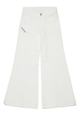 Jeans flare D-Pam bambina Diesel Kid bianco in denim di cotone | ViaMonte Shop