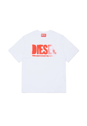 T-shirt bambino Diesel bianca in cotone | ViaMonte Shop