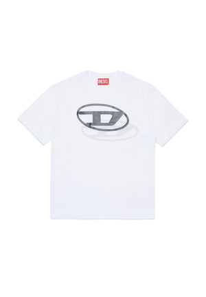 T-shirt over bambino Diesel bianca in cotone | ViaMonte Shop