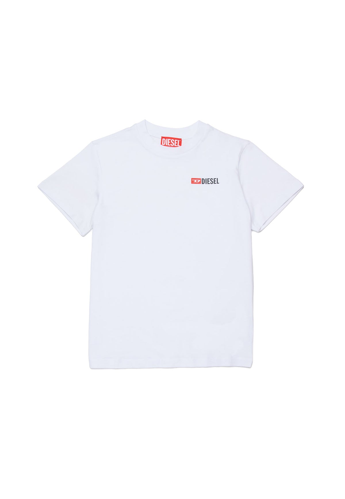 T-shirt bambino Diesel bianca in jersey di cotone elasticizzato | ViaMonte Shop
