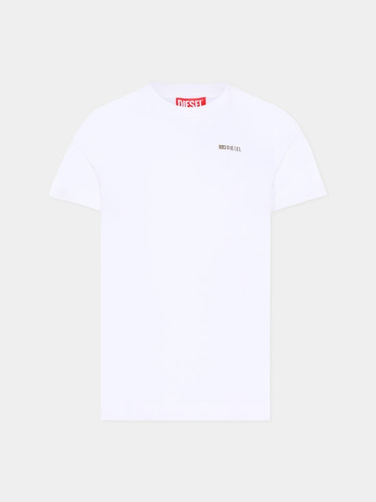 T-shirt bambino Diesel bianca in cotone | ViaMonte Shop