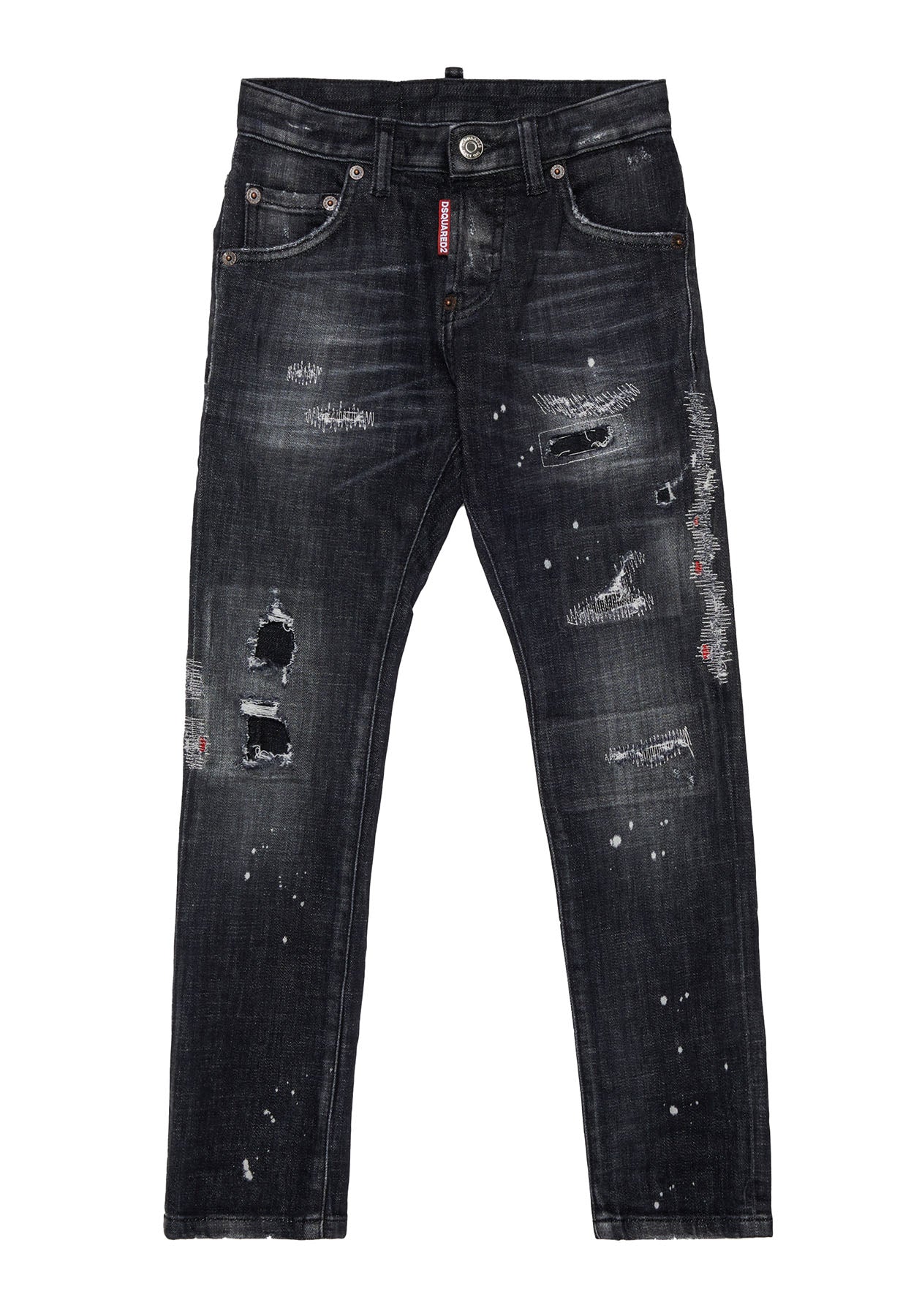 Jeans Cool Guy bambino Dsquared2 nero in cotone elasticizzato | ViaMonte Shop