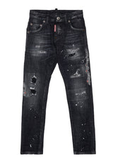 Jeans Cool Guy bambino Dsquared2 nero in cotone elasticizzato | ViaMonte Shop
