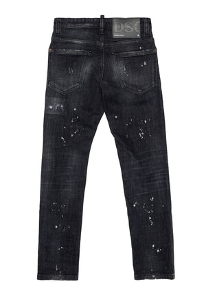 Jeans Cool Guy bambino Dsquared2 nero in cotone elasticizzato | ViaMonte Shop