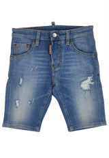 Bermuda bambino Dsquared2 blu in denim di cotone | ViaMonte Shop