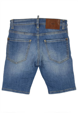 Bermuda bambino Dsquared2 blu in denim di cotone | ViaMonte Shop