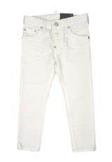 Jeans skater bambino Dsquared2 bianco in cotone stretch | ViaMonte Shop