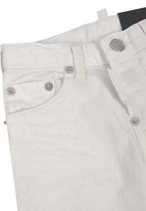 Jeans skater bambino Dsquared2 bianco in cotone stretch | ViaMonte Shop