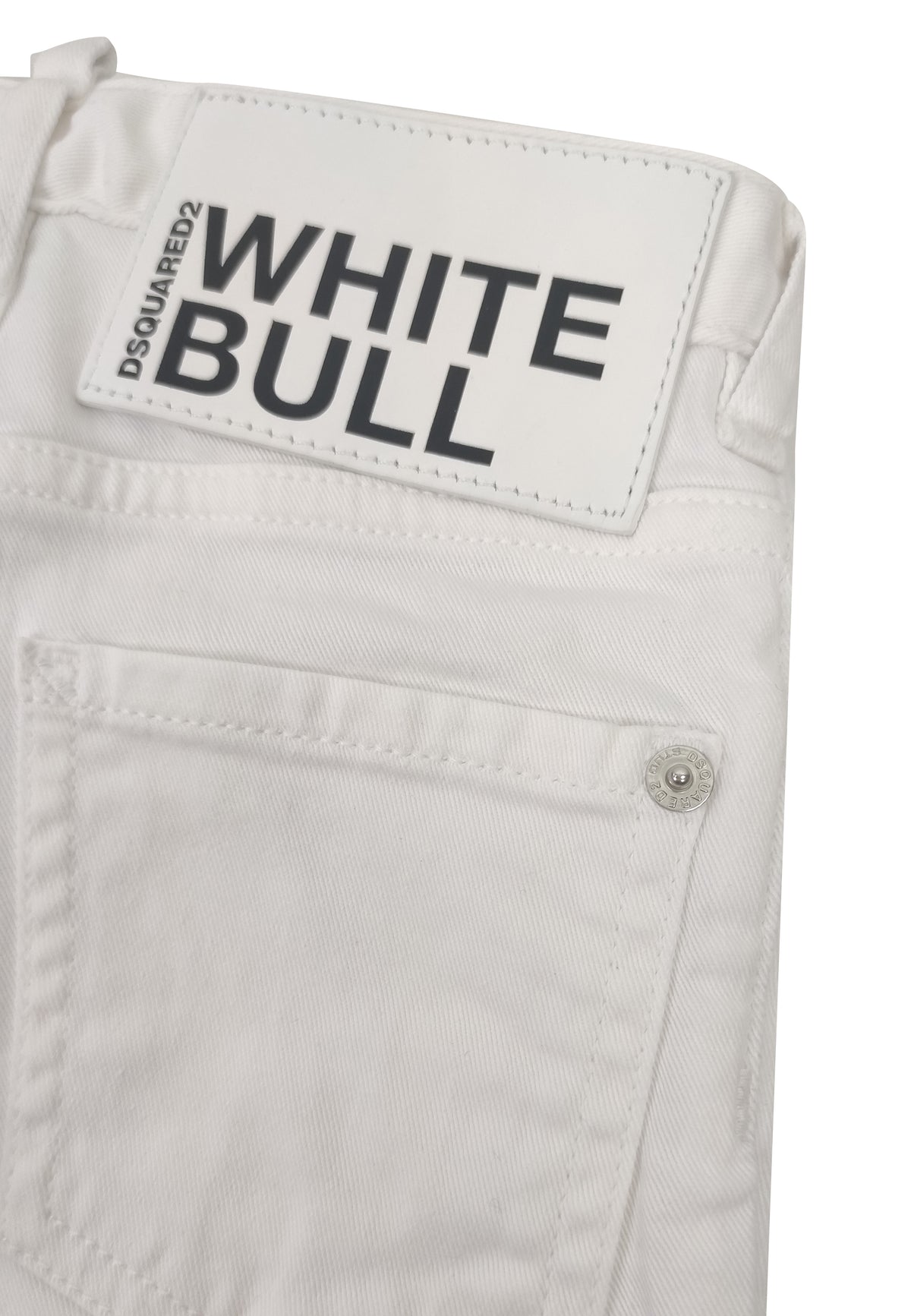 Jeans skater bambino Dsquared2 bianco in cotone stretch | ViaMonte Shop
