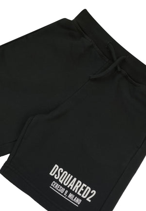 Bermuda bambino Dsquared2 nero in cotone | ViaMonte Shop