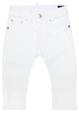 Jeans neonato Dsquared2 bianco in denim di cotone | ViaMonte Shop
