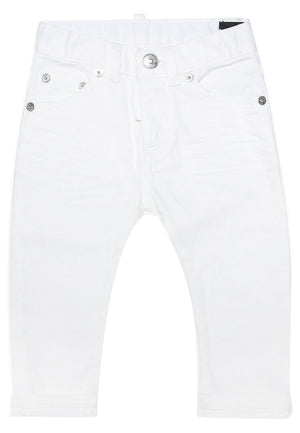 Jeans neonato Dsquared2 bianco in denim di cotone | ViaMonte Shop