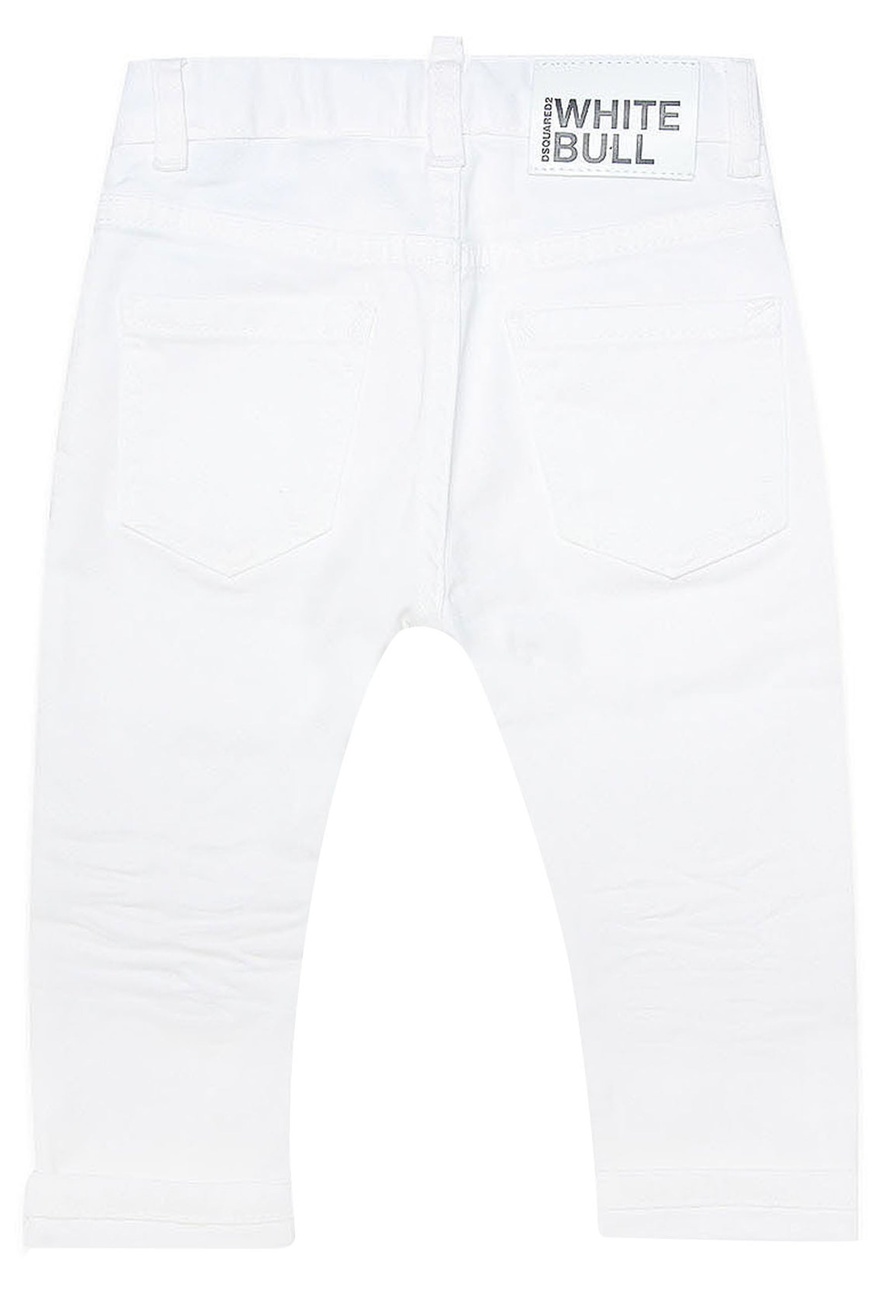 Jeans neonato Dsquared2 bianco in denim di cotone | ViaMonte Shop