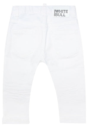 Jeans neonato Dsquared2 bianco in denim di cotone | ViaMonte Shop