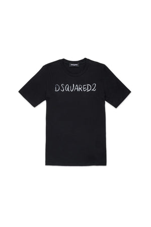 T-shirt bambino Dsquared2 nera in cotone | ViaMonte Shop