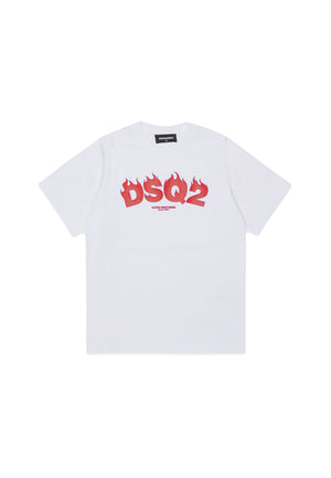 T-shirt bambino Dsquared2 bianca in cotone | ViaMonte Shop