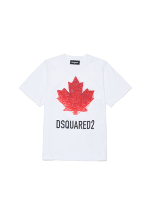 T-shirt bambino Dsquared2 bianca in cotone | ViaMonte Shop