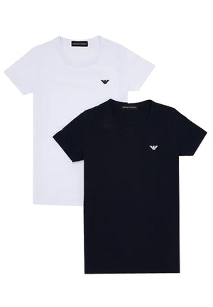 Set t-shirt bambino Emporio Armani blu/bianca in cotone | ViaMonte Shop
