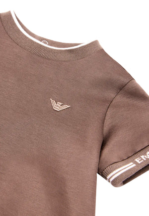 T-shirt neonato Emporio Armani marrone in lyocell | ViaMonte Shop