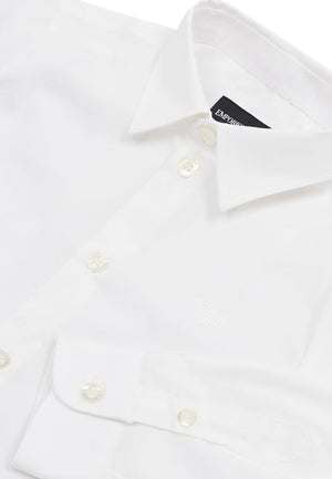 Camicia bambino Emporio Armani bianca in misto cotone | ViaMonte Shop