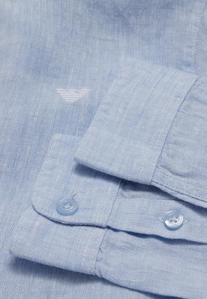 Camicia bambino Emporio Armani azzurra in lino | ViaMonte Shop
