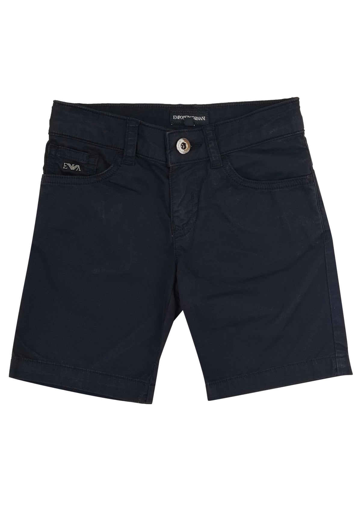 Bermuda bambino Emporio Armani blu in gabardina di cotone | ViaMonte Shop