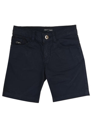 Bermuda bambino Emporio Armani blu in gabardina di cotone | ViaMonte Shop