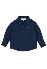 Camicia neonato Emporio Armani blu in cotone | ViaMonte Shop