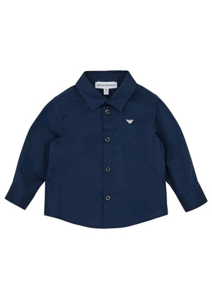 Camicia neonato Emporio Armani blu in cotone | ViaMonte Shop